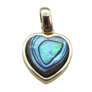 Abalone Shell heart pendant, gold plated, approx 11mm