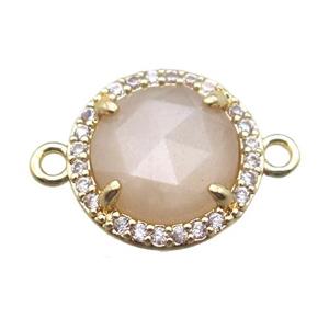 moonstone circle connector, gold plated, approx 13.5mm dia
