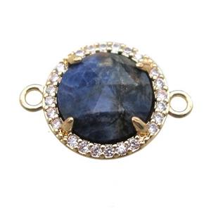 blue Lapis circle connector, gold plated, approx 13.5mm dia