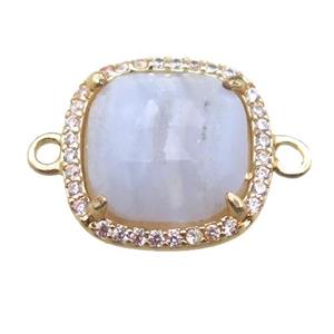 Blue Lace Agate square connector, gold plated, approx 14x14mm