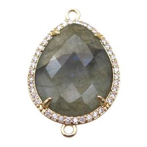 Labradorite teardrop connector, gold plated, approx 18-23mm