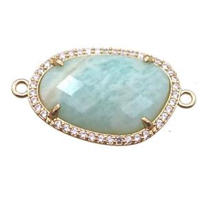 green Amazonite connector, gold plated, approx 16-23mm