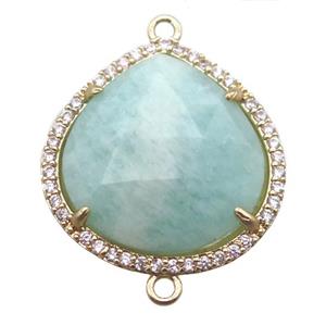 green Amazonite teardrop connector, gold plated, approx 22mm