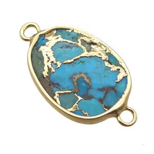 blue African Turquoise connector, gold plated, approx 18-25mm