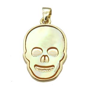 Abalone Shell skull pendant, gold plated, approx 12-17mm