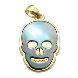 Abalone Shell Skull pendant, gold plated, approx 12-17mm