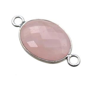 Rose Quartz connector, faceted oval, approx 10-14mm