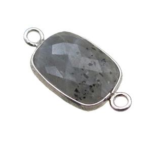 Labradorite connector, faceted oblong, approx 11-15mm