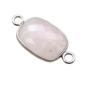Rose Quartz connector, faceted rectangle, approx 11-15mm
