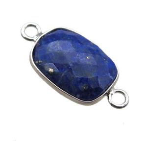 blue Lapis Lazuli connector, faceted rectangle, approx 11-15mm
