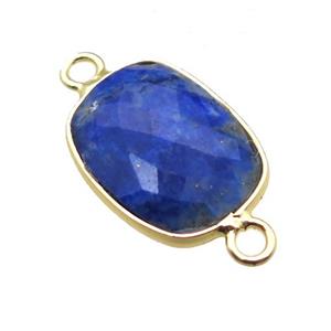 blue Lapis Lazuli connector, faceted rectangle, approx 11-15mm