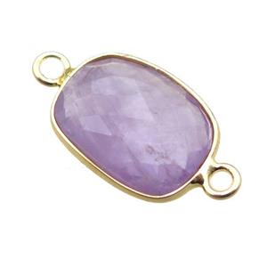 purple Amethyst connector, faceted rectangle, approx 11-15mm
