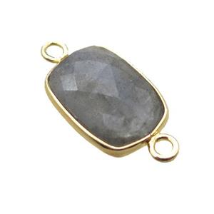 Labradorite connector, faceted rectangle, approx 11-15mm