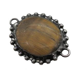 tiger eye stone connector, freeform, black plated, approx 25-30mm