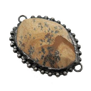 Picture Jasper connector, black plated, approx 30-40mm