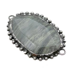Chinese Green Rutilated Quartz connector, black plated, approx 30-40mm