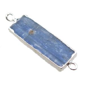 blue Kyanite rectangle connector, silver plated, approx 10-30mm