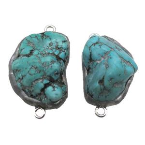 natural Hubei Turquoise connector, freeform, green, approx 25-35mm