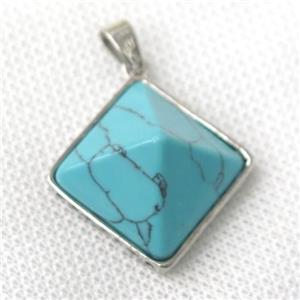 turquoise pyramid pendant, approx 20mm