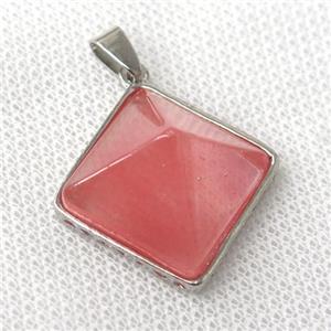 red watermelon quartz pyramid pendant, approx 20mm