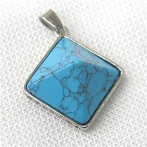 blue Turquoise pyramid pendant, approx 20mm