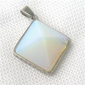 white Opalite pyramid pendant, approx 20mm