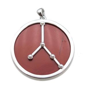 Red Jasper Cancer pendant, circle, approx 35mm dia