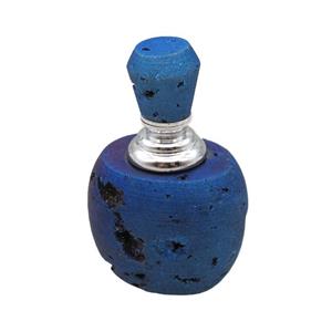 blue Agate Druzy perfume bottle charm without hole, approx 30x40x65mm