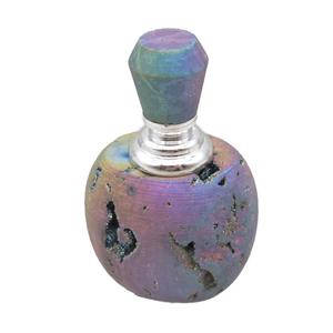 rainbow Agate Druzy perfume bottle charm without hole, approx 30x40x65mm