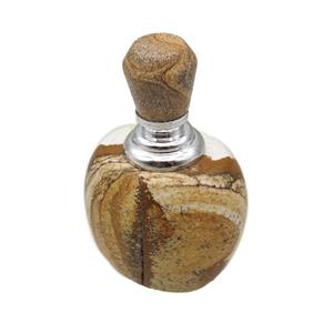 Picture Jasper perfume bottle charm without hole, approx 30x40x65mm