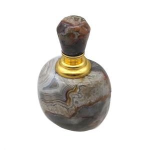 Mexican Crazy Agate perfume bottle charm without hole, approx 30x40x65mm