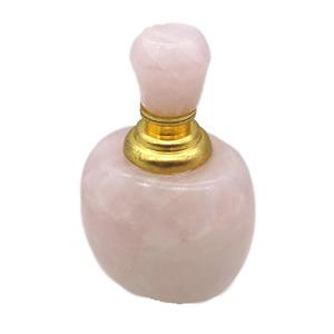 Rose Quartz perfume bottle charm without hole, approx 30x40x65mm