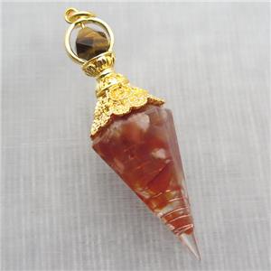 red carnelian agate chips pendulum pendant, approx 6-60mm