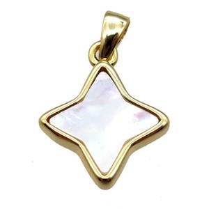 white Pearlized Shell star pendant, gold plated, approx 13mm