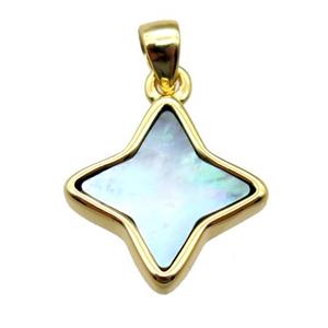 gray Abalone Shell star pendant, gold plated, approx 13mm