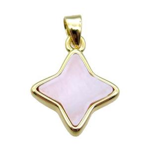 pink Queen Shell star pendant, gold plated, approx 13mm