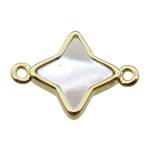 white Pearlized Shell star connector, gold plated, approx 13mm