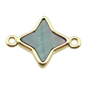 gray Abalone Shell star connector, gold plated, approx 13mm