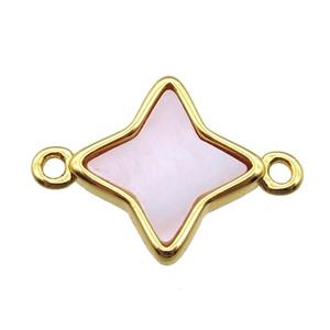 pink Queen Shell star connector, gold plated, approx 13mm