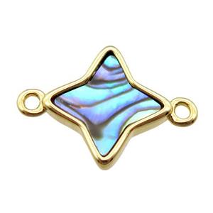 Abalone Shell star connector, gold plated, approx 13mm