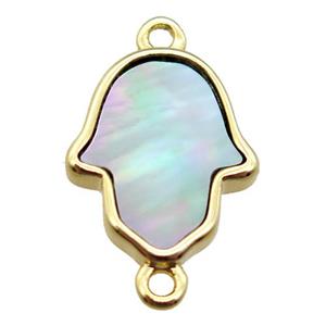 gray Abalone Shell hamsahand connector, gold plated, approx 12-15mm