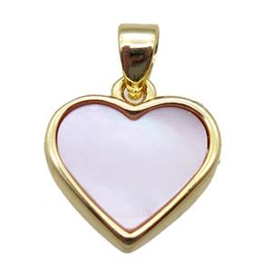 pink queen shell heart pendant, gold plated, approx 12mm dia