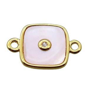 pink Queen Shell square connector, gold plated, approx 11x11mm