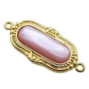 pink queen shell oval connector, gold plated, approx 12-21mm