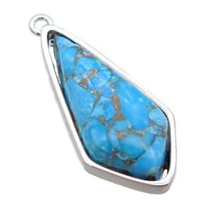 blue Turquoise pendant, platinum plated, approx 12-27mm