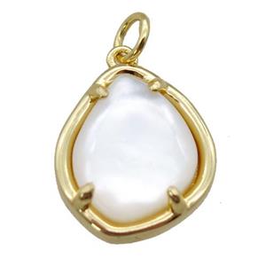 white Pearlized Shell pendant, gold plated, approx 14-17mm