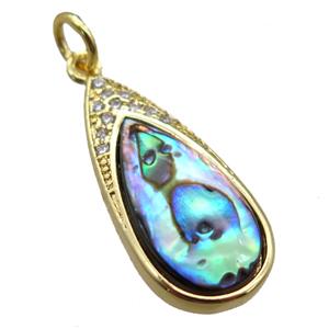 Abalone Shell pendant, teardrop, gold plated, approx 10-22mm