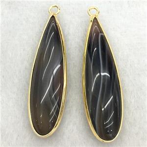 black striped agate teardrop pendant, approx 10x35mm