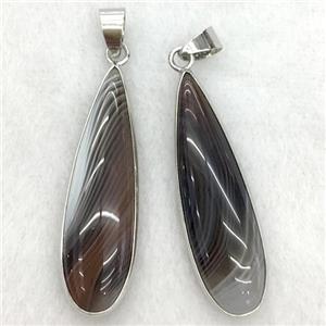 black striped agate teardrop pendant, approx 10x35mm