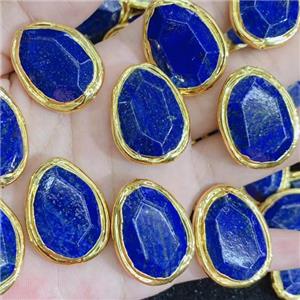 blue Lapis Lazuli beads, gold plated, approx 20-30mm